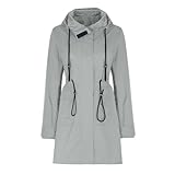 Ekiregaii Trenchcoat für Damen, wasserdichte Jacken, Outdoor-Windbreaker, Sportbekleidung mit Kapuze, Reißverschluss, leicht, lässig, mit Kapuze, Parka, Mäntel, lässig, locker, Damen-Regenmantel,