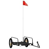 vidaXL Fahrradanhänger, Anhänger für Fahrrad, Lastenanhänger mit Deichsel Sicherheitsflagge, Transportanhänger 30kg, Schwarz Eisen