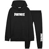 Fortnite Jungen Trainingsanzug mit Kapuze, Bequemer Jogginganzug für Kinder und Teenager, Lizenziert, Geschenk für Gamer (11-12 Jahre, Schwarz/Weiß)