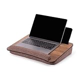 Vigo Wood Laptopkissen, Tragbarer Laptoptisch mit Kissen, Weichem Kissen-Bett-Couch-Tisch für Zuhause und Büro, Tragbar, Leicht, Weiche Handgelenkauflage, Geeignet für Laptops, Tablets (Walnuß)