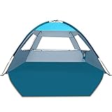 COMMOUDS Strandzelt für 3/4/6/8 Personen, Strandmuschel mit UV Schutz 50+ Tragbares Sonnenschutz Zelt mit 2 Mesh-Fenstern, Schnell Aufbaubar, Wasserdicht Sonnenzelt für Familie Strand, Garten, Outdoor