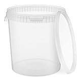 Eimer mit Deckel 30l transparent - lebensmittelecht, stabil, luftdicht, auslaufsicher, geruchsneutral - Aufbewahrungsbehälter aus Kunststoff, mit Griffen - leer, 1 Stück 30 Liter