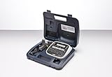 Brother PT-D200BWVP Beschriftungsgerät inklusive Netzadapter und Transportkoffer (für 3,5 bis 12 mm breite TZe-Schriftbänder, bis zu 20 mm/Sek. Druckgeschwindigkeit), Schwarz