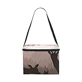 EZIOLY Isolierte Lunchtasche, Motiv: Hirschfamilie in wilder Nacht, Wald, Lunchbox, Kühltasche, Lunchbehälter für Männer, Frauen, Kinder