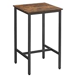 VASAGLE Bartisch, Stehtisch, Küchentisch, hoch, mit Stahlgestell, 60 x 60 x 106 cm, einfache Montage, für Küche, Wohnzimmer, Industrie-Design, vintagebraun-schwarz LBT035K01