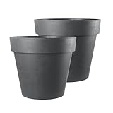 Kreher XXL Pflanztopf/Pflanzkübel rund mit 79 cm Durchmesser, ausstattet mit Rollen! Der Eye-Catcher für Garten, Terrasse, Restaurants & Gewerbe! (Anthrazit, 2er XXL)
