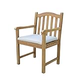PRESTIGE HOME LIVING OUTDOOR Gartenstuhl mit Armlehnen mit Kissen aus FSC-Akazienholz, ca. 58 x 57 x 89 cm - Natur geölt