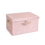 ouyateja Aufbewahrungskörbe, faltbare Aufbewahrungsboxen mit Deckel, Aufbewahrungskörbe, Organizer für Spielzeug, Kleidung und Bücher usw., 2 Stück, Rosa, L