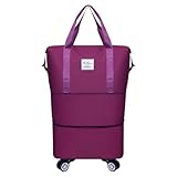 Gepäckanhänger für Reisen, Damen, Koffer mit Rädern, erweiterbar, faltbar, abnehmbare Rolltasche mit Rädern, Handgepäck, große Seesack, Hundegepäckanhänger für Reisen (Hot Pink, Einheitsgröße)