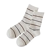 Uwdiohq Damen Und Winter Pile Socken In The Tube Braune Retro Gestreifte Strümpfe Mücken (D, One Size) Kuschelsocken 39-42 Stoppersocken Lange Feinstrümpfe Mit Noppen Herren Reine Baumwollsocken