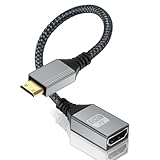 AXFEE Mini HDMI auf HDMI Adapter, 4K@60Hz MiniHDMI Stecker auf Buchse Adapter, Mini-hdmi-adapters Kompatibel mit DSLR, Camcorder, Laptop, Tablet, HDTV, Projektor-20CM