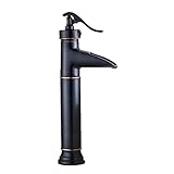 Wasserhahn, Wasserfall-Waschtischarmatur Badezimmer, Warm- und Kaltwaschbecken-Mischbatterie, Einhand-Wasserfall-Waschtischarmaturen, Schwarz, kurz (Farbe: Schwarz, Größe: hoch)