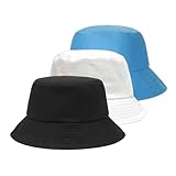 FUIPVGI 3 Stück Bucket Hat,Unisex Faltbar Anglerhut,3 Farbe Eimer Hut Sonnenhut,UV-Schutz Sonnenkappe Fischer Angeln Cap,für Frauen Männer Jagd Camping Wandern Reisen Angeln (3 Stück)