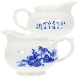 NUOBESTY 2 Stück Keramik Sauce Pitcher Blau weiß Premium Gravy Boat für Restaurant Hitzebeständig Langlebig Vielseitig Verwendbar für Kaffee Milch Soßen und Dressings
