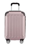 BEIBYE- Hartschalenkoffer Koffer Trolley Rollkoffer Reisekoffer Zahlenschloß 4 Zwilings-Rollen (Rosa-Gold, Small-55cm)
