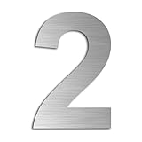 kemanli Hausnummer 3in hausnummern edelstahl aus SUS304 Matte brushed finish Wetterfest Außen für Tür Briefkasten.Selbstklebende Hausnummer Höhe 75mm（silver 3in2）