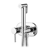 Ibergrif M22010 - Unterputz WC-Bidet Handbrause Set mit Dusche und Halter, Schlauch, Warmes und Kaltes Wasser, Chrom, Silber