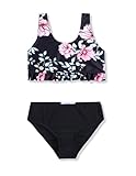 Arshiner Mädchen Bikini Set 2er Sommer Rüschen Badeanzüge Blumen Bustier Schwarz Bikinislip Badeanzug Kinder Mode Tankini Bademode Badebekleidung 160/13-14 Jahre