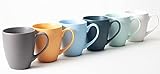 Hanseküche Kaffeebecher Set 6 x 360ml | Kaffeetassen aus hochwertiger, massiver Keramik | große Henkel | Tassen | Kaffee, Tee | Große Becher | Spülmaschinenfest | modern (Bunt Matt, 6er Set)