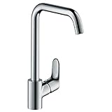 hansgrohe Focus M41 - Küchenarmatur, 1 Stahlart, Wasserhahn Küche mit Auslaufhöhe 260 mm, Mischbatterie Küche 360° schwenkbar, Chrom, 31820000