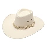 Cowboy-Sonnenhut für Erwachsene, lässig, einfarbig, Sommer, breite Krempe, Reise-Sonnenkappe, Cowboy-Ausrüstung für Jungen, beige, Einheitsgröße