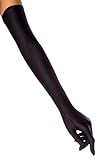 Schwarze Satinhandschuhe lang elegante Handstulpen aus Satin dunkel