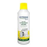 HEITMANN pure Reine Citronensäure | Flüssiger Bio-Entkalker für Küche & Bad | Effektiv gegen Kalkablagerungen | 100% natürliche Inhaltsstoffe | Lebensmittelsauber | 500 ml
