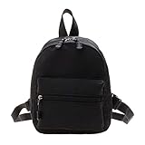 Modischer Damen-Rucksack, einfarbig, Nylon, für Schule, Reisen, Mini-Rucksäcke, Schwarz