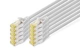 DIGITUS LAN Kabel Cat 6A - 0,25m - 10 Stück - RJ45 Netzwerkkabel - S/FTP Geschirmt - Kompatibel zu Cat6 und Cat7 - Grau