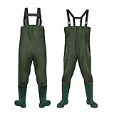 Aopunly Wathose Herren Wasserdicht, 70D Nylon Composite PVC Anglerhose, Fischerhose mit rutschfesten Gummistiefeln, Teichhose, Hochwasserhose, geeignet für Baustellen, Angeln, Bauernhöfe, Gärten