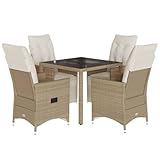 5-TLG. Garten-Bistro-Set mit Kissen Beige Poly Rattan,3276938