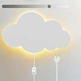 KZT Wandleuchte Innen Dimmbar Wandlampe mit Schalter Kinderzimmer Wolke Nachtlicht LED Nachttischlampe mit Stecker Warmweiß 3000K Leselampe für Babyzimmer Schlafzimmer Kindergarten Wandbeleuchtung