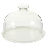 FONDOTIN Keramik Tortenplatte mit Glasglocke 6 Zoll Obst Vorgeschmackstablett Bruchfestes Dessert Serviergeschirr für Party und Hochzeit