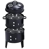 Somanki 3-in-1 Holzkohlegrill Räucherofen, Kohlegrill, BBQ Grill, Griller, Smoker Grill, Grillwagen, Holzgrill, Grills & Smoker, 40×80 cm