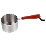 VOSAREA Edelstahl Milch Und Schmelztopf Mit Holzgriff 500ML Ideal Zum Schmelzen Von Butter Und Ölen Kleine Kasserolle Mit Doppelauslauf Für Präzises Ausgießen Küchenutensil