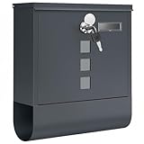 SONGMICS Wandbriefkasten, mit Schloss mit Drehdeckel, Sichtfenster, Namensschild, Zeitungsfach, einfache Montage, 10 x 30,8 x 33,8 cm, Anthrazitgrau GMB20AG