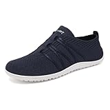 Merdoo Barfußschuhe Damen Herren Bequeme Sportschuhe Leicht Barfuss Schuhe Damen Slip On Sneakers Weich Turnschuhe rutschfest Slipper Atmungsaktiv Barfussschuhe Sommerschuhe Unisex Dunkelblau 42EU