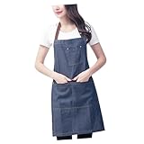 BAZEITFLOW Verstellbare Denim Arbeitsschürze mit Großer Tasche Baumwoll jeans Unisex Latzschürze für Friseur Kellner Handwerker Küche Garten und Outdoor einsatz
