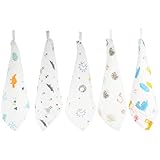 ERINGOGO 5 Stück Teiliges aus Extraweichem Musselin Saugfähige Langlebige Waschlappen für Neugeborene Vielseitig als Badetuch Spucktuch und Gesichtstuch Hautfreundlich und Schnell