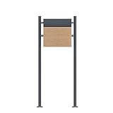 SCHARTEC Holz-Design Standbriefkasten SBS-SPB-6 freistehend anthrazit mit Zeitungsfach Briefkasten stehend Postkast