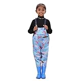 Wathose für Kinder, Cartoon-, Jugend-Angel-Wathose für Kleinkinder, wasserfeste Jagd- Angel-Wathose mit Stiefeln für Jungen Mädchen Kinder Schlafanzug Jungen (Sky Blue, 4-5 Jahre)