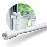 Rollina Klemmstange Gardinenstange ohne Bohren weiß | mit Gummipuffer | starke Spannung durch Drehmechanismus | Klemm-Bistrogardinenstange für Scheibengardinen (40-60cm (1er Pack))