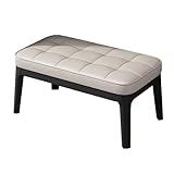 Moderne Ottoman-Bank mit Leder gepolstert, rechteckig, stilvoller Fußhocker für den Eingangsbereich, mit Holzbeinen für Esszimmer, Schlafzimmer, Wohnzimmer, vielseitiger Schuhaufbewahrungshocker