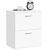 Yaheetech Nachttisch Nachtschrank mit 2 Schubladen Metallgriff Nachtkommode Beistelltisch Boxspringbett Schubladenschrank Nachtkosole für Schlafzimmer/Wohnzimmer, 45 x 35 x 55 cm