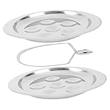 PHENOFICE 1 Satz Schneckenpfanne Aus Edelstahl Schneckenschalen Schneckenküche Austern-servierpfanne Backklammer Schneckenbackplatte Muschelplatte Fondueteller Silver Rostfreier Stahl