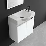 Alpenberger Waschtisch mit Unterschrank 55 cm Breit | Waschbecken mit Unterschrank Bad Möbel Modern Set | Kleines Waschbecken Gäste WC Möbel | Waschbeckenunterschrank Weiß Badezimmermöbel