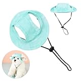 Hunde Baseballmütze, Verstellbar Hundemütze, Baseballmütze für Haustiere, Verstellbar Sommer Sonnenschutz Hut Sonnenhüte mit Ohrlöchern,Haustier Sommer Hut für Welpen Hunde Mütze(Blau, M)
