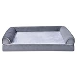 Amazon Basics Couchbett aus Schaumstoff für Hunde und Haustiere mit abnehmbarem Bezug, Grau, 76 x 51 x 16 cm (L x W x H)