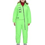 2024 Schneeanzug Junge Kinder Skianzug Thermo-Skioverall Winter Warmer Schneeoverall Winddichter Winteranzug Schneeanzug mit Abnehmbarer Kapuze Matschanzug SkianzüGe Outdoor-Softshell-Anzug