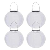 SPORWAY Lampions Solar Außen 4 Stück: 25cm Solar LED Laterne Wetterfest Nylon Hängende Gartenlaterne Außenlaternen, LED Solar Garten Laterne Papierlaterner für Garten, Hof, Terrasse, Fest Deko (4)